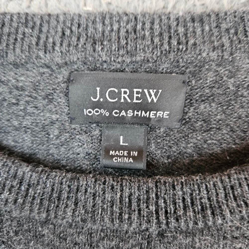 J.Crew Mens Large 100% Cashmere Crewneck Sweater Heather Gray J6384 - Picture 4 of 8